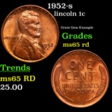 1952-s Lincoln Cent 1c Grades GEM Unc RD