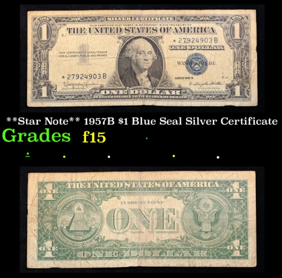 **Star Note** 1957B $1 Blue Seal Silver Certificate Grades f+