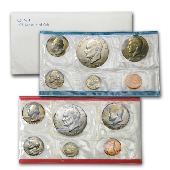 1975 United States Mint Set in Original Government Packaging, 12 Coins Inside!