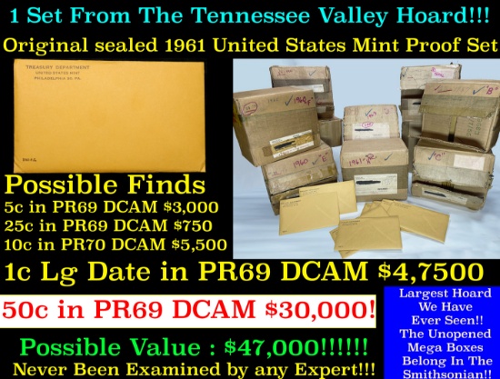 ***Auction Highlight*** Original sealed 1961 United States Mint Proof Set Tennessee Valley Hoard (Fc