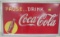 1940's/50's Pause Coca Cola Embossed Metal Self Framed Sign 32 X 56
