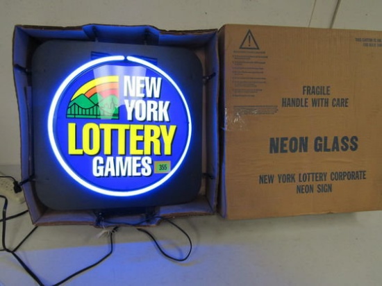 Nos New York State Lottery Neon Sign Mib 24"