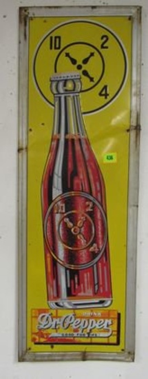 Antique Dr. Pepper Embossed Metal Bottle Sign 18 X 54" Donasco