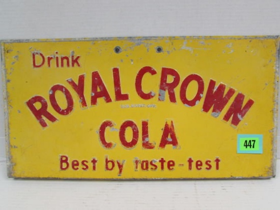 Vintage 1950's/60's Embossed Aluminum Royal Crown Cola Sign