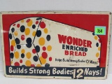 Antique Original Wonder Bread Embossed Steel Metal Sign