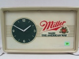 Vintage Miller Beer Large Lighted Advertising Clock 19 X 30