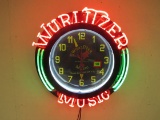 Large Wurlitzer 4-color Neon Wall Clock