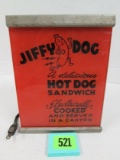 Vintage Jiffy Dog Metal & Glass Lighted Hot Dog Sign 6 X 8