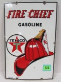 1957 Dated Texaco Fire Chief Porcelain Gas Pump Plate Sign 12 X 18