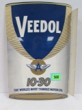 Vintage 1950's Veedol Motor Oil Flying A 10-30 Metal Dbl. Sided Flange Sign 12 X 18