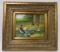 Excellent Original Oil On Board Painting Ducks, Chickens in Beautiful Frame