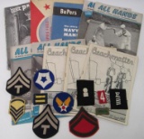 Grouping of WWII Era US Navy & Coast Guard Magazines + Vintage Patches