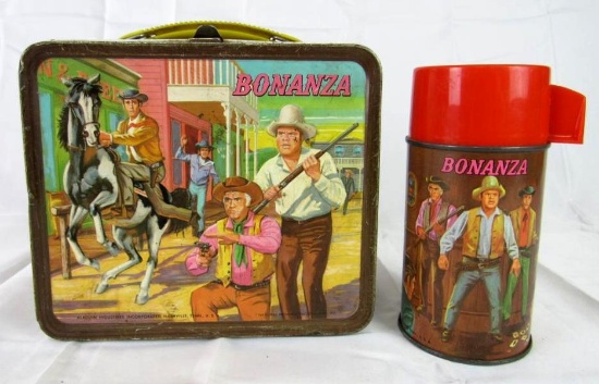 Vintage Aladdin "Bonanza" Metal Lunch Box w/ Thermos