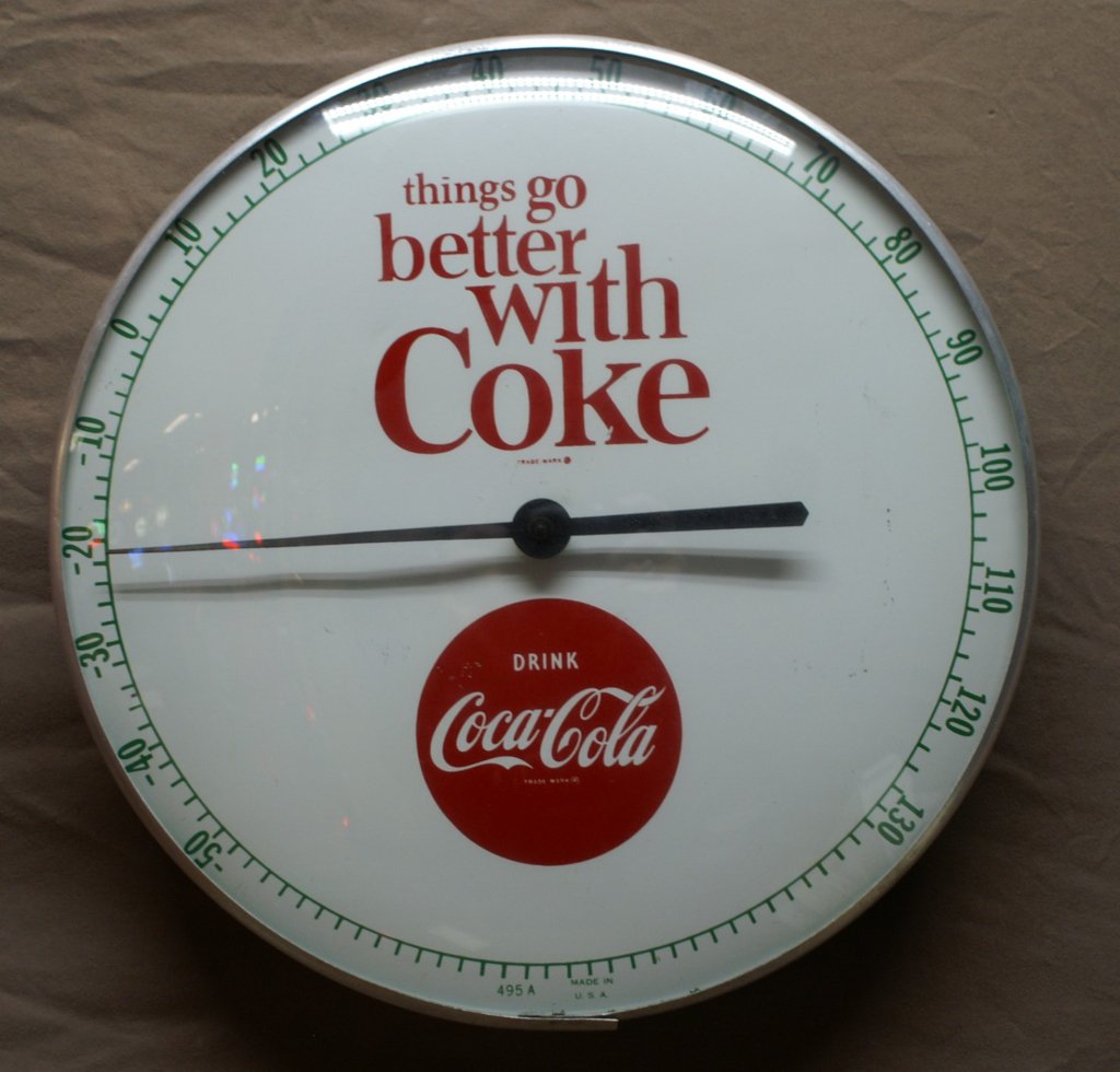 Things go better with Coke round thermometer