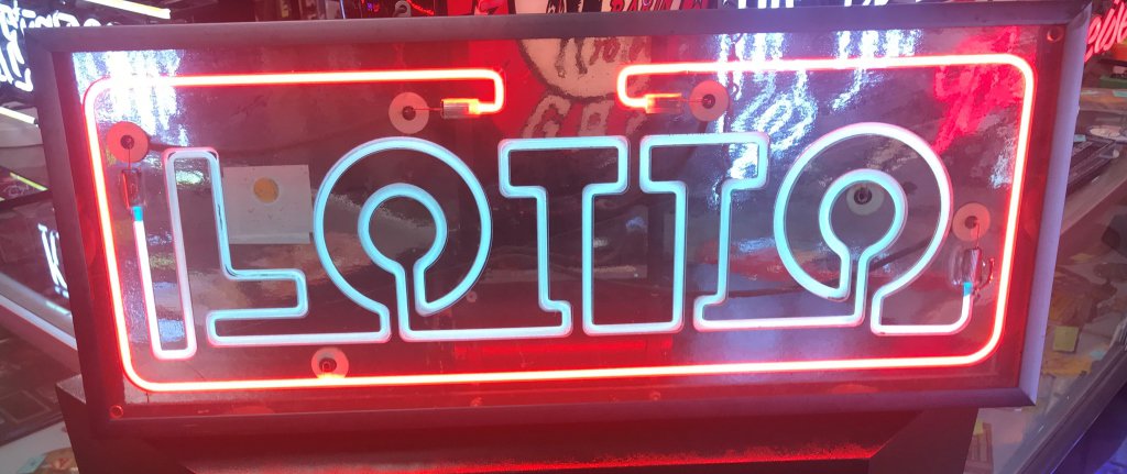 Unusual Lotto encased neon sign
