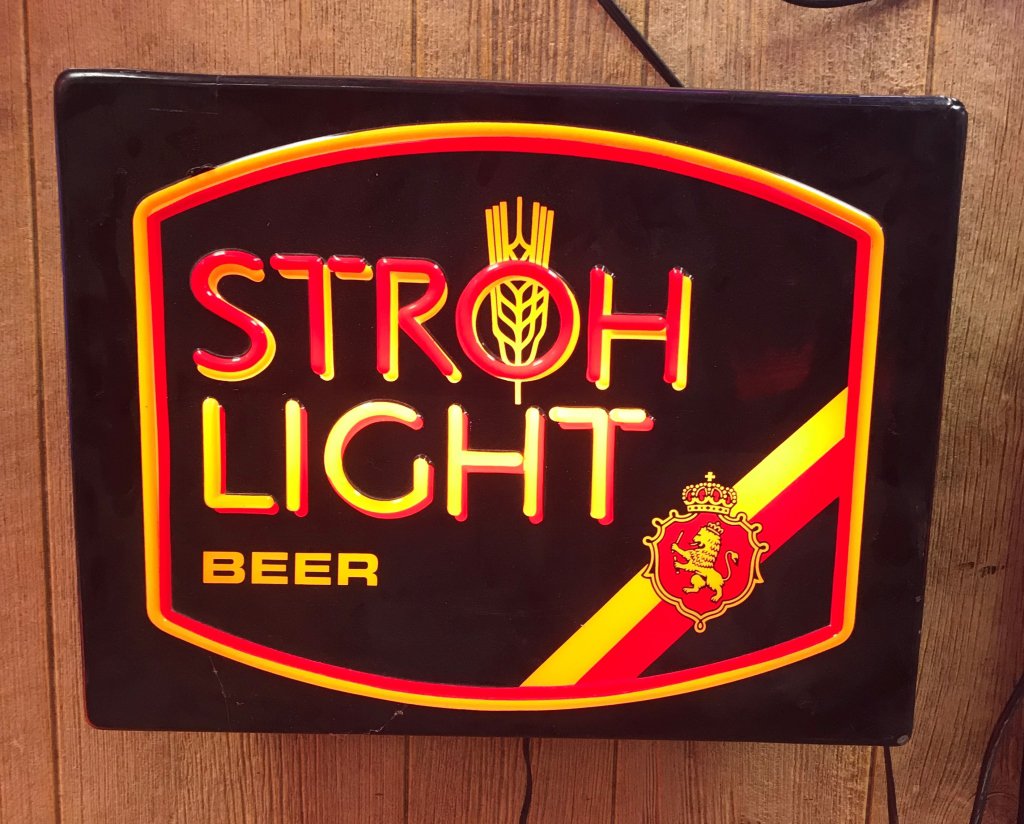 Stroh Light Beer Backlit Sign