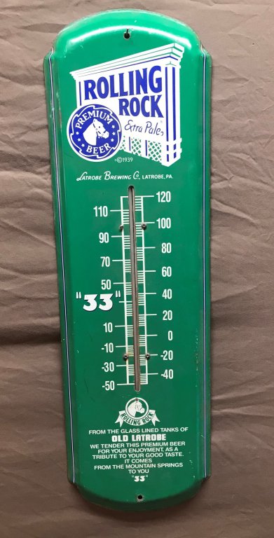 Rolling Rock Metal Thermometer 8