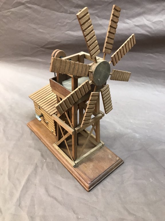 Wooden Windmill   wind up music box