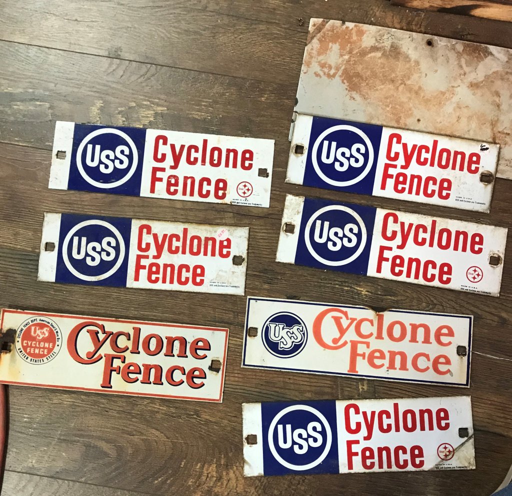 Cyclone Fence Porcelain Signs (8 signs)