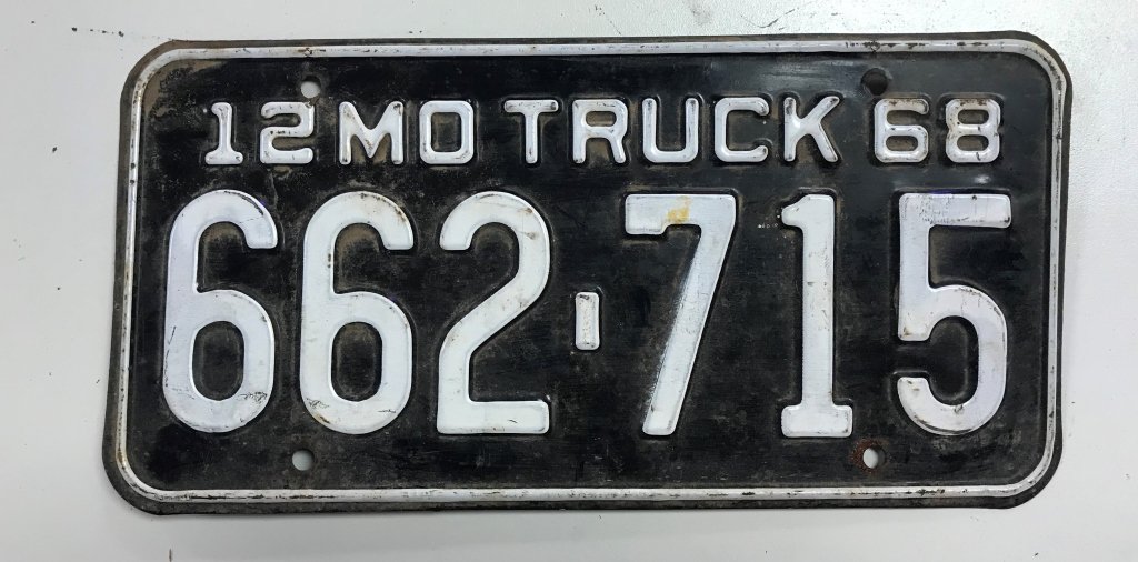 1968 MO Truck Tag 6