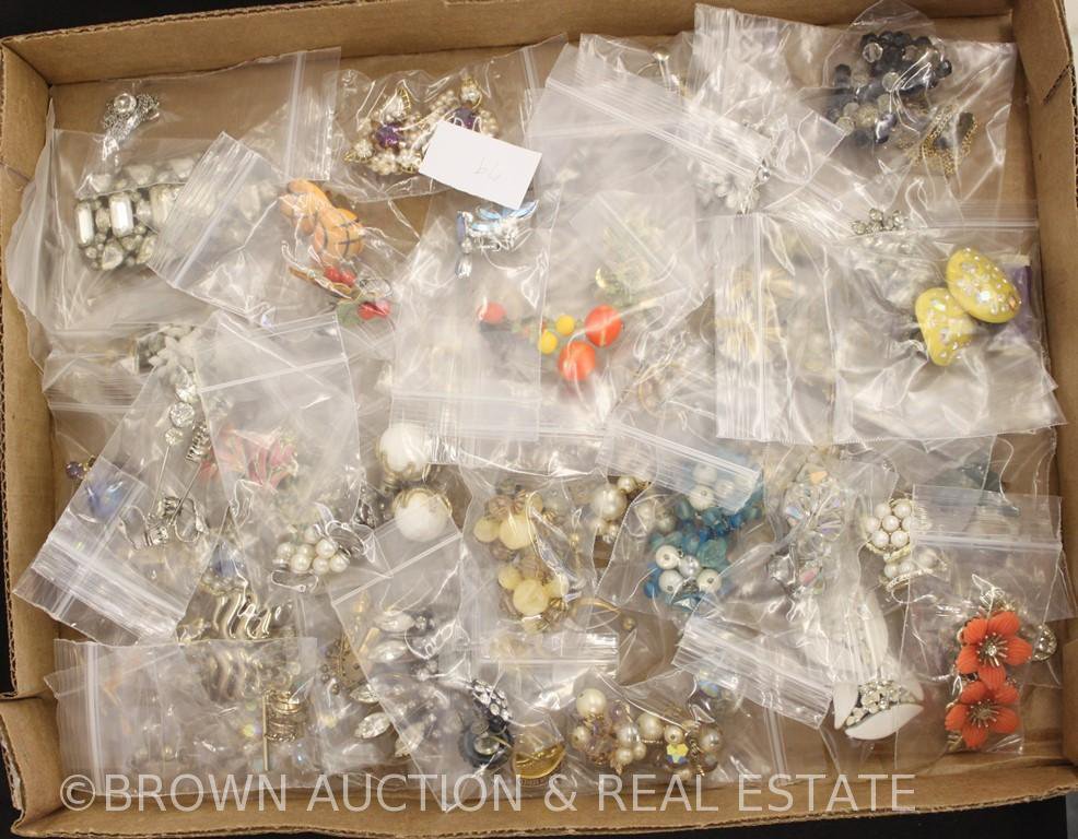 Box lot of costume jewelry, mostly earrings