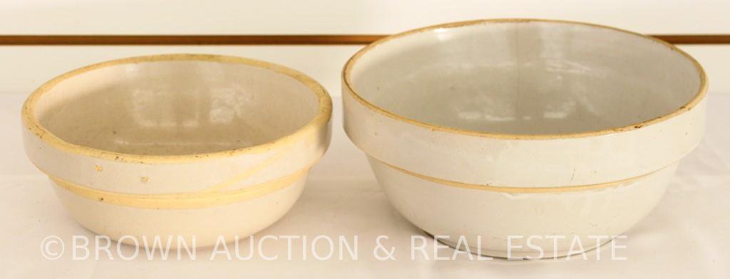 (2) Crock mixing bowls