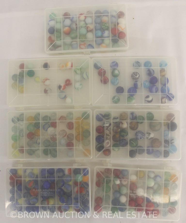 Box lot of assorted marbles