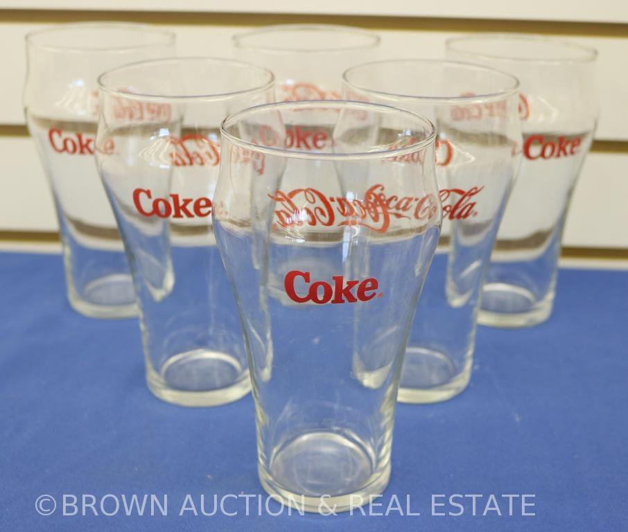 (6) Large Coca-Cola soda fountain glasses