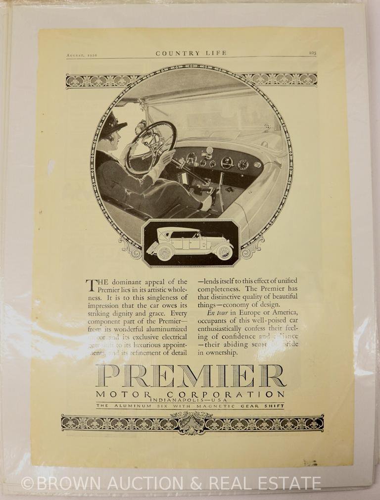 Advertisement pages taken from early 1900's magazines with Auto themes