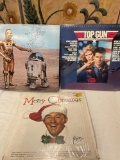 Vintage vinyl records. Top Gun, The Story Of Star Wars & Merry Christmas. 3 pieces
