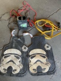 Car items/ parts. Mats, jumper cables, tire pump. 4 pieces