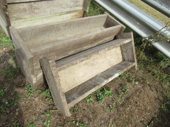 1639. (3) 12 Inch X 4 FT. Wooden Hog Troughs, Bidding is for the Whole Lot