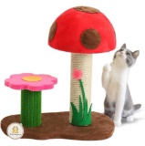 Sasapet Cat Scratching Post, Mushroom Claw Scratcher Small Cat Tree House Traning Interactive Toys