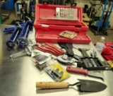 Group of Tools, Putty Knives, Caulk Guns, Tube Cutter, Misc. Tools