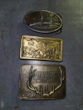 Lot of 3 Outdoor or Gun Related, Hunting Belt Buckles