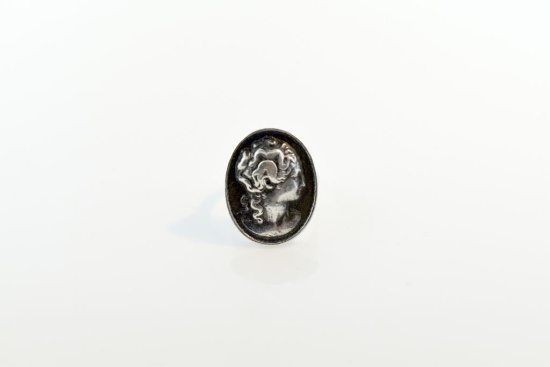 Antique Sterling Silver Bas Relief Cameo Ring, Size 7.5