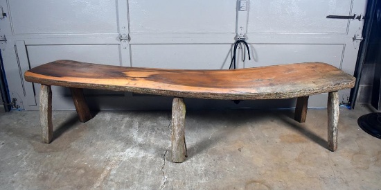 Live Edge Cypress Curved Bench