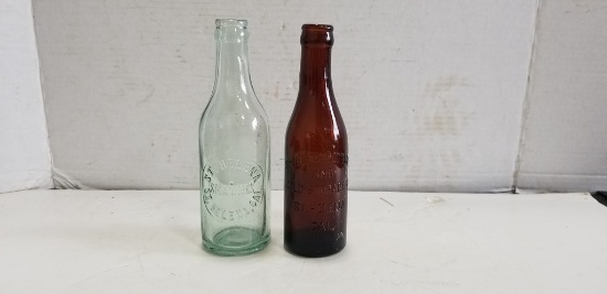 (2) ANTIQUE ST. HELENA SODA & COLD STORAGE GLASS BOTTLES