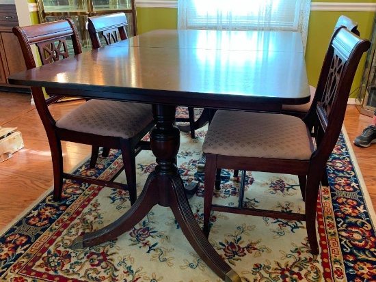 Dining Room Set w/Leaf & 4 Chairs. The Table is 30" T x 60" L x 40" W (without leaf) - As Pictured