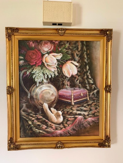 29" X 25" Framed Oil on Canvas Floral Print by Cooper - As Pictured