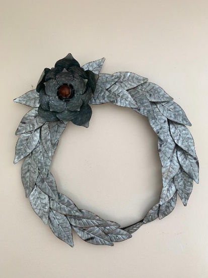 Floral Metal Wreath Wall Decor. This is 26" in Diameter - As Pictured