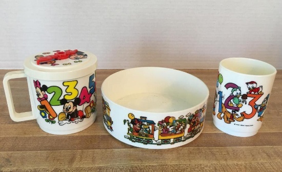 Vintage Walt Disney Mickey Mouse Children's Three-Piece Dinner Set