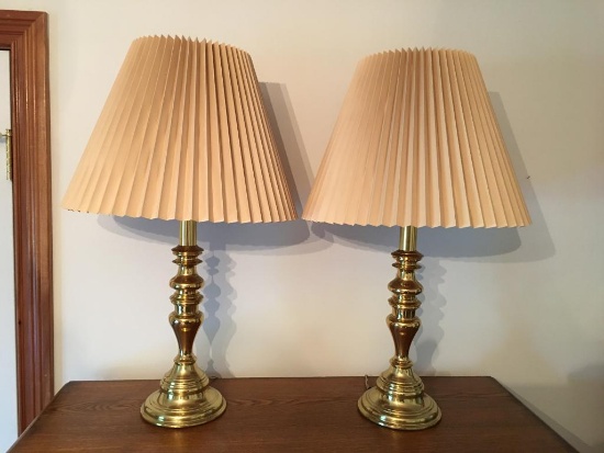 Pair of Brass Lamps w/Shades