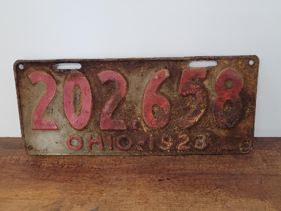 Antique Metal Ohio License Plate - 1923