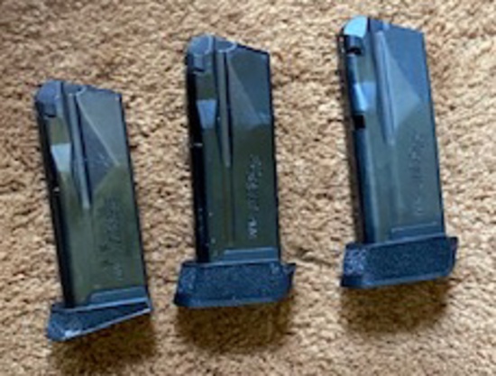 Three (3) Sig-Sauer factory P365 9mm magazines:
