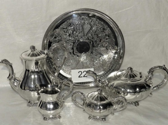Impressive Canadian Marlboro Morton-Parker Silver Plate Tea & Coffee Set W/Phoenix Bird Spout