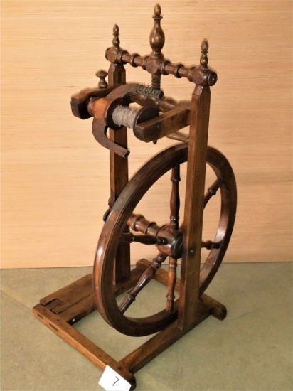 Antique French Castle Style Wood Spinning Wheel