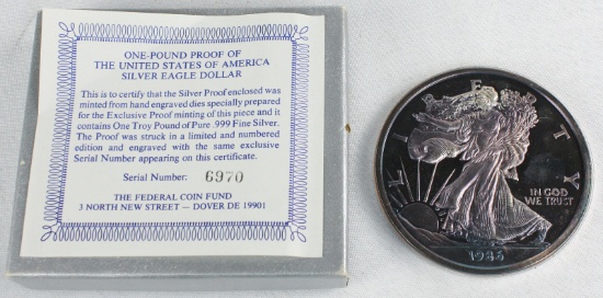 1986 1 Pound Troy Proof of USA Silver Eagle Dollar