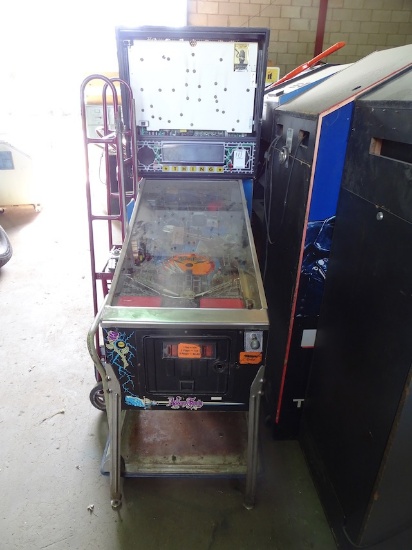 THE ADAMS FAMILY PINBALL--MACHINE IS COMPLETE BUT NOT WORKING AT THIS TIME.   FRONT GLASS MISSING