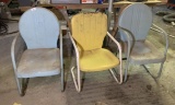 3 Vintage Metal Lawn Chairs.  All in ruff shape